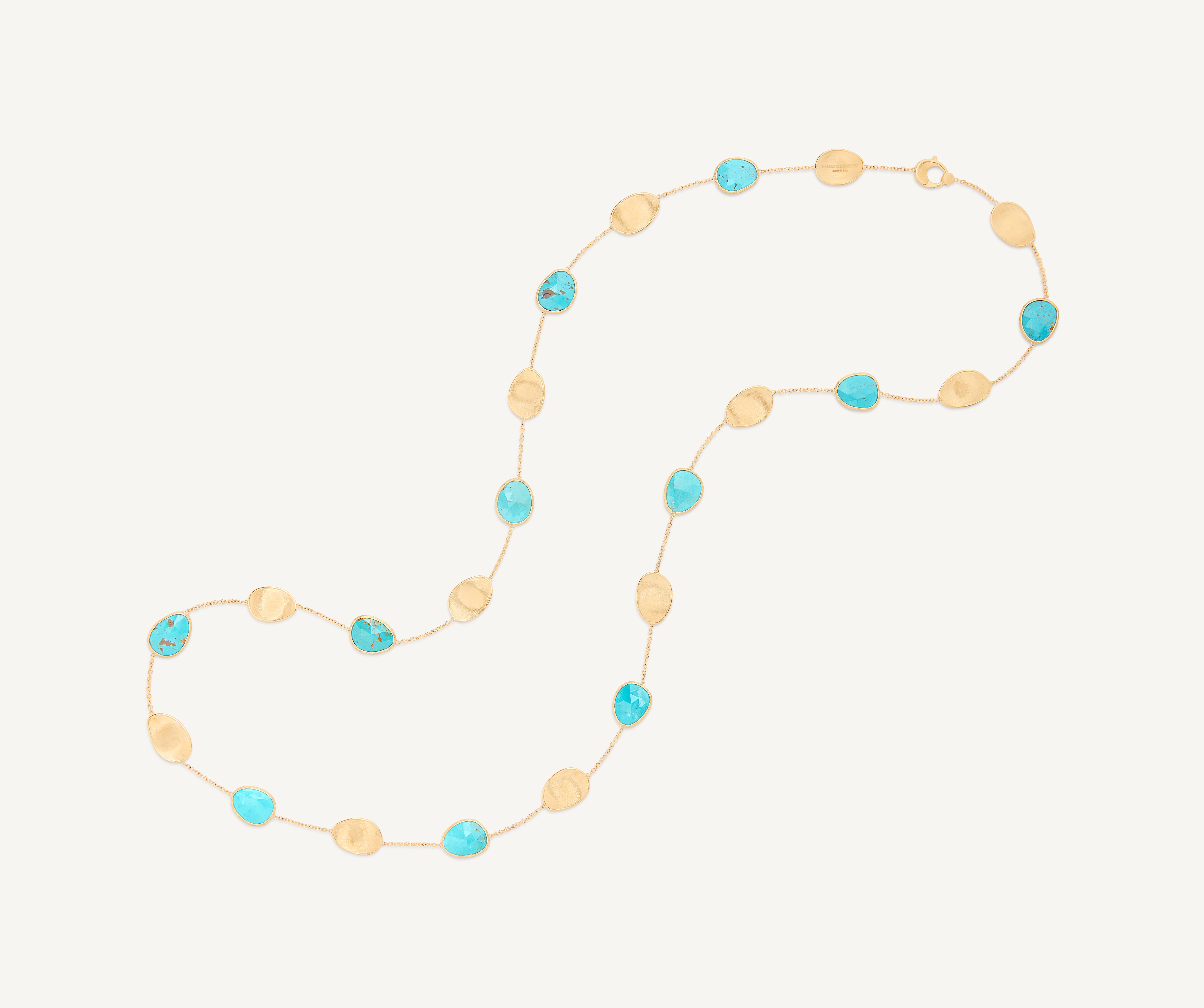 18K Yellow Gold Long Necklace with Turquoise