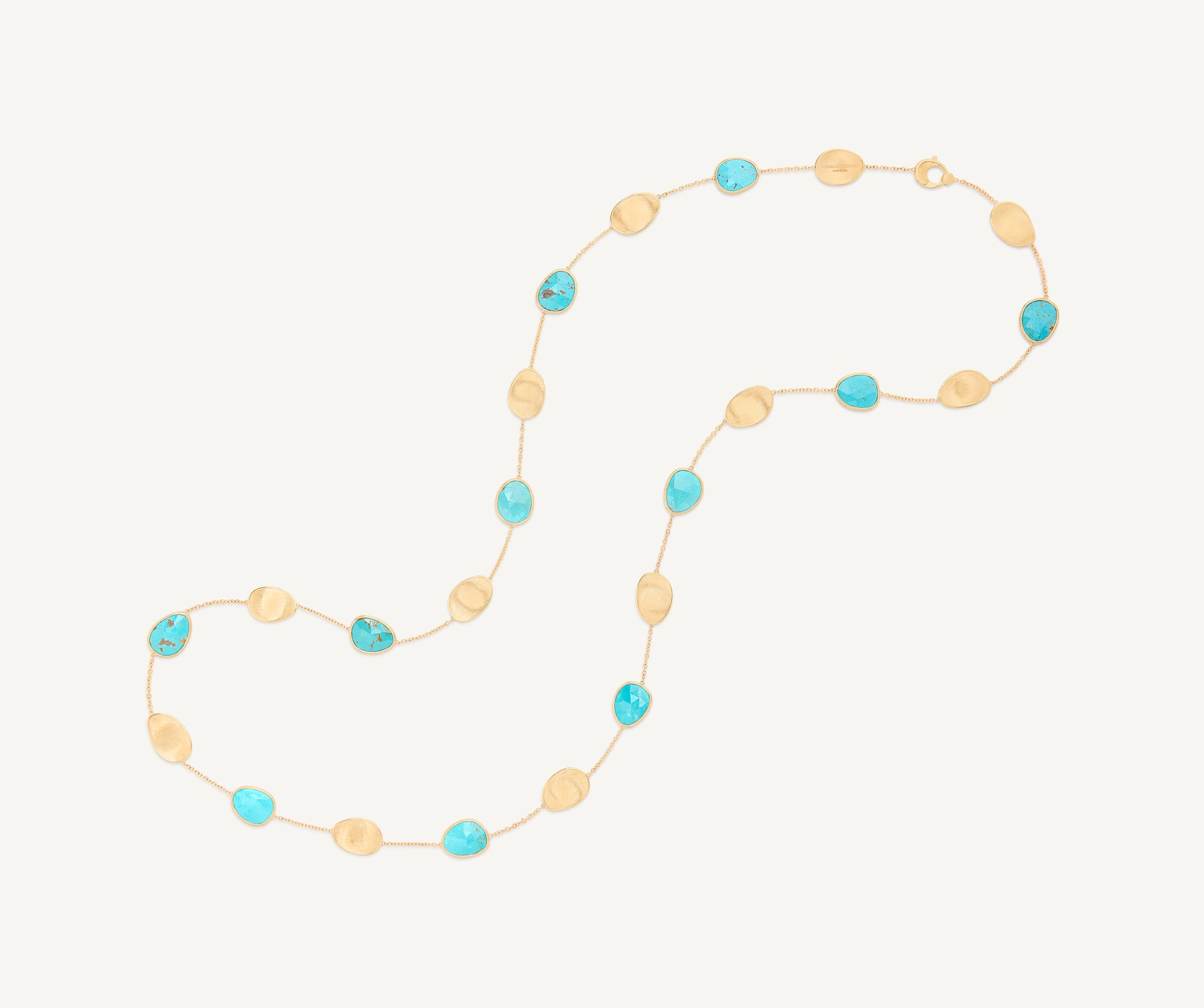 18K Yellow Gold Long Necklace with Turquoise