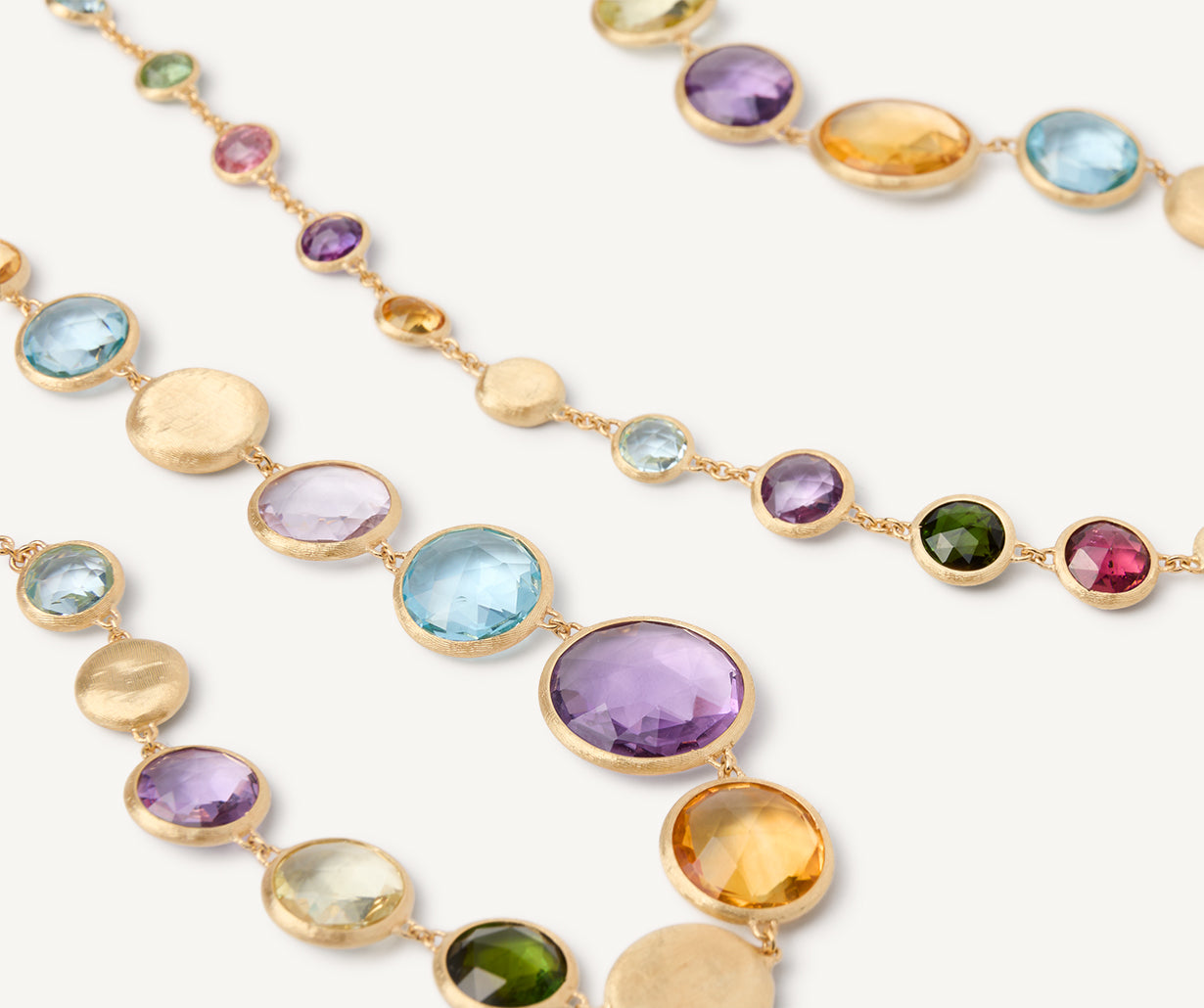 Multicoloured gemstones long necklace