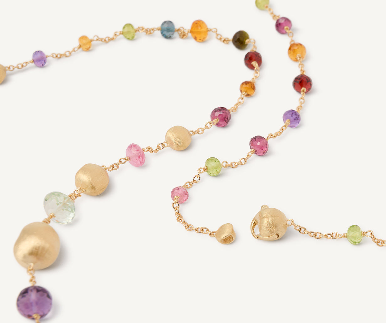 Mixed gemstone 18kt yellow gold long necklace