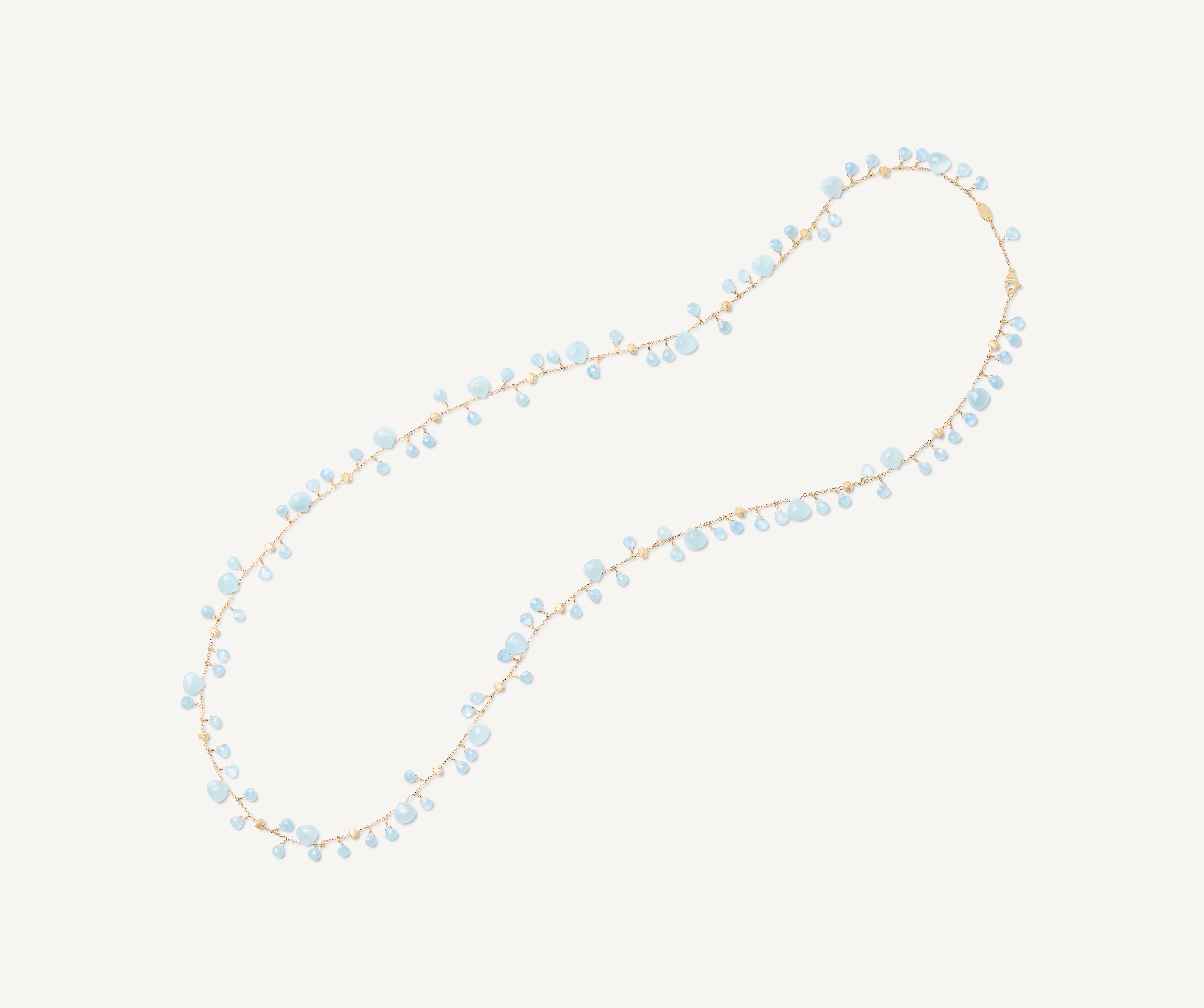 18K Yellow Gold Aquamarine Long Necklace