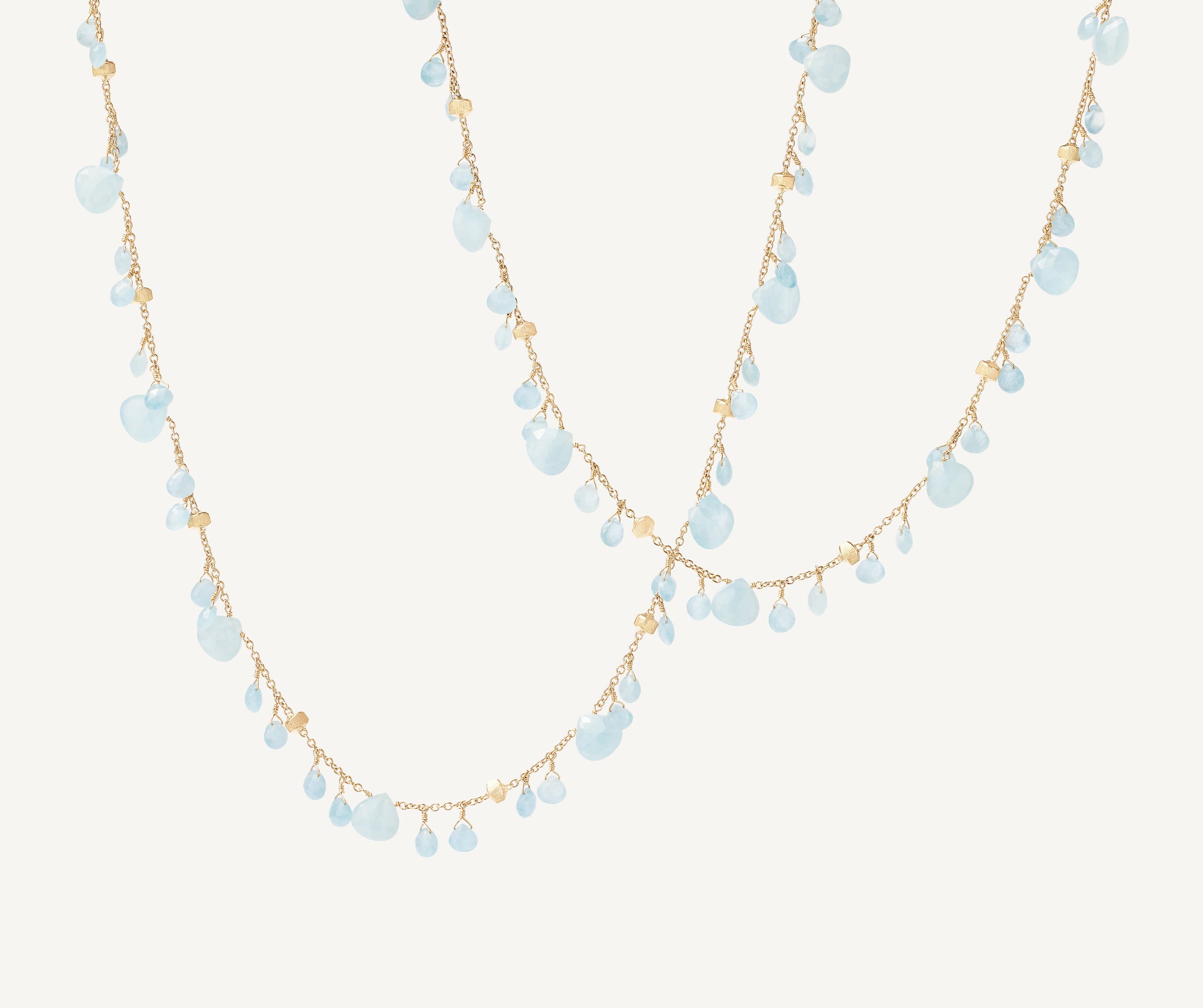 18K Yellow Gold Aquamarine Long Necklace