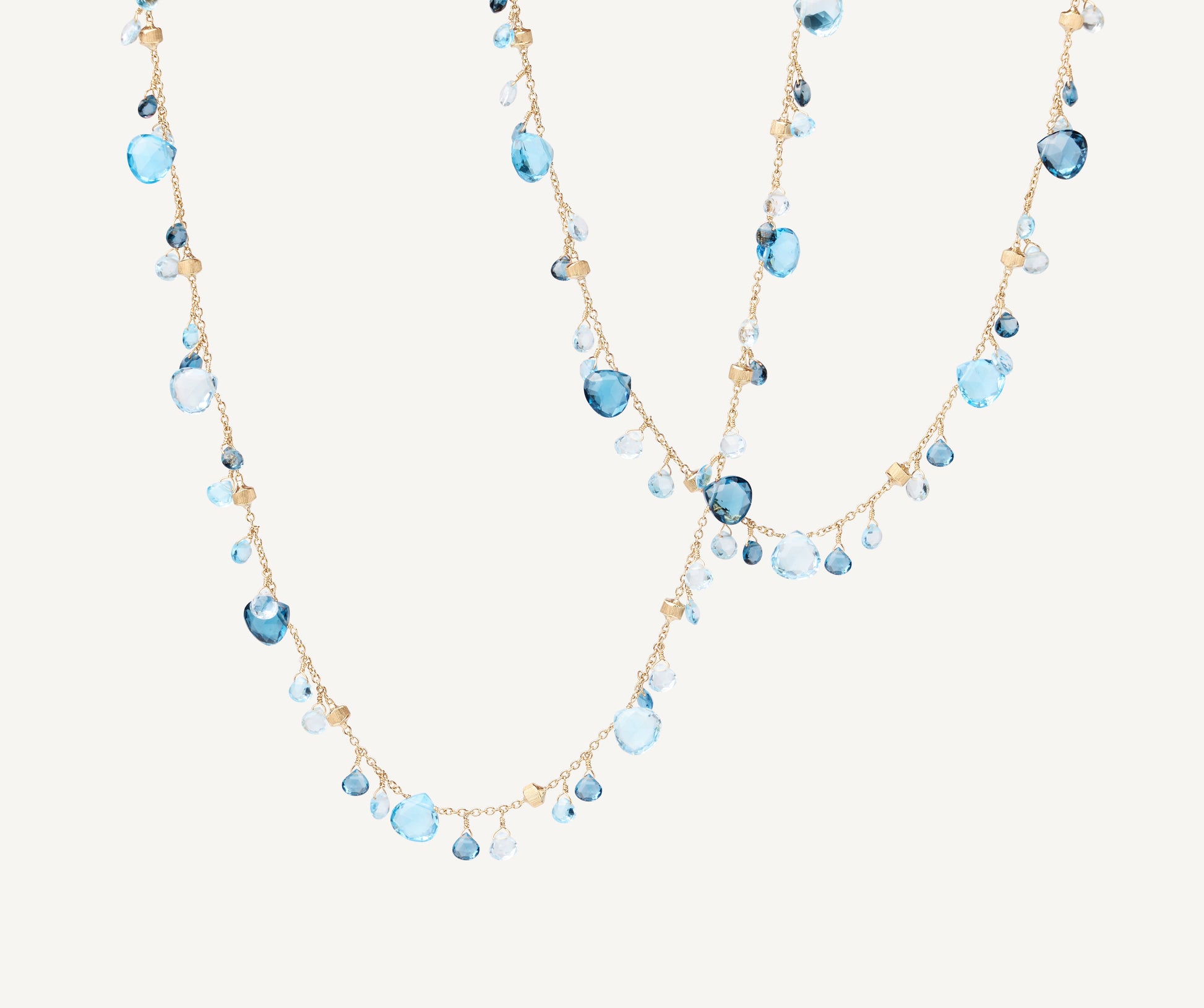 18K Yellow Gold Mixed Topaz Long Necklace