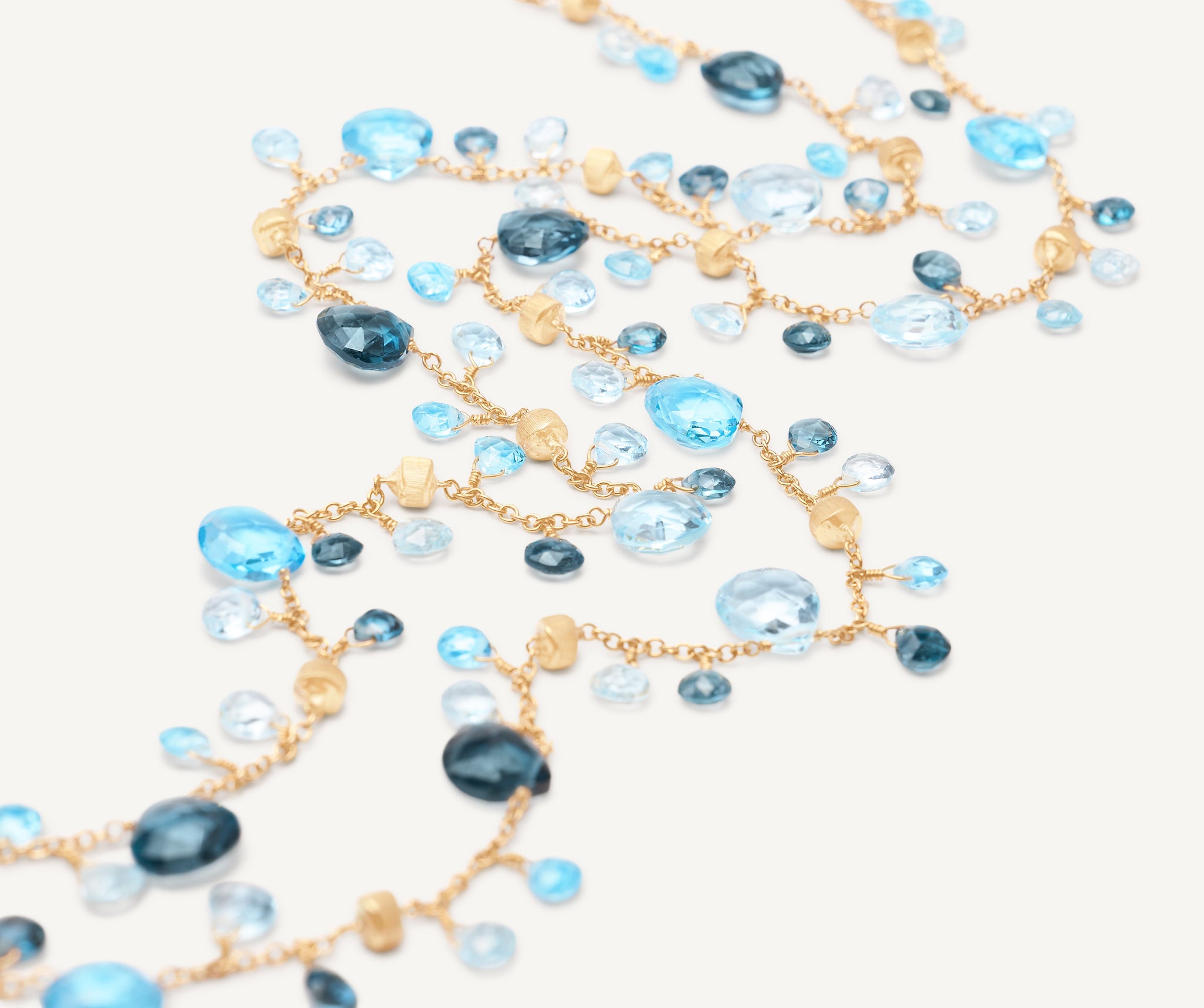 18K Yellow Gold Mixed Topaz Long Necklace