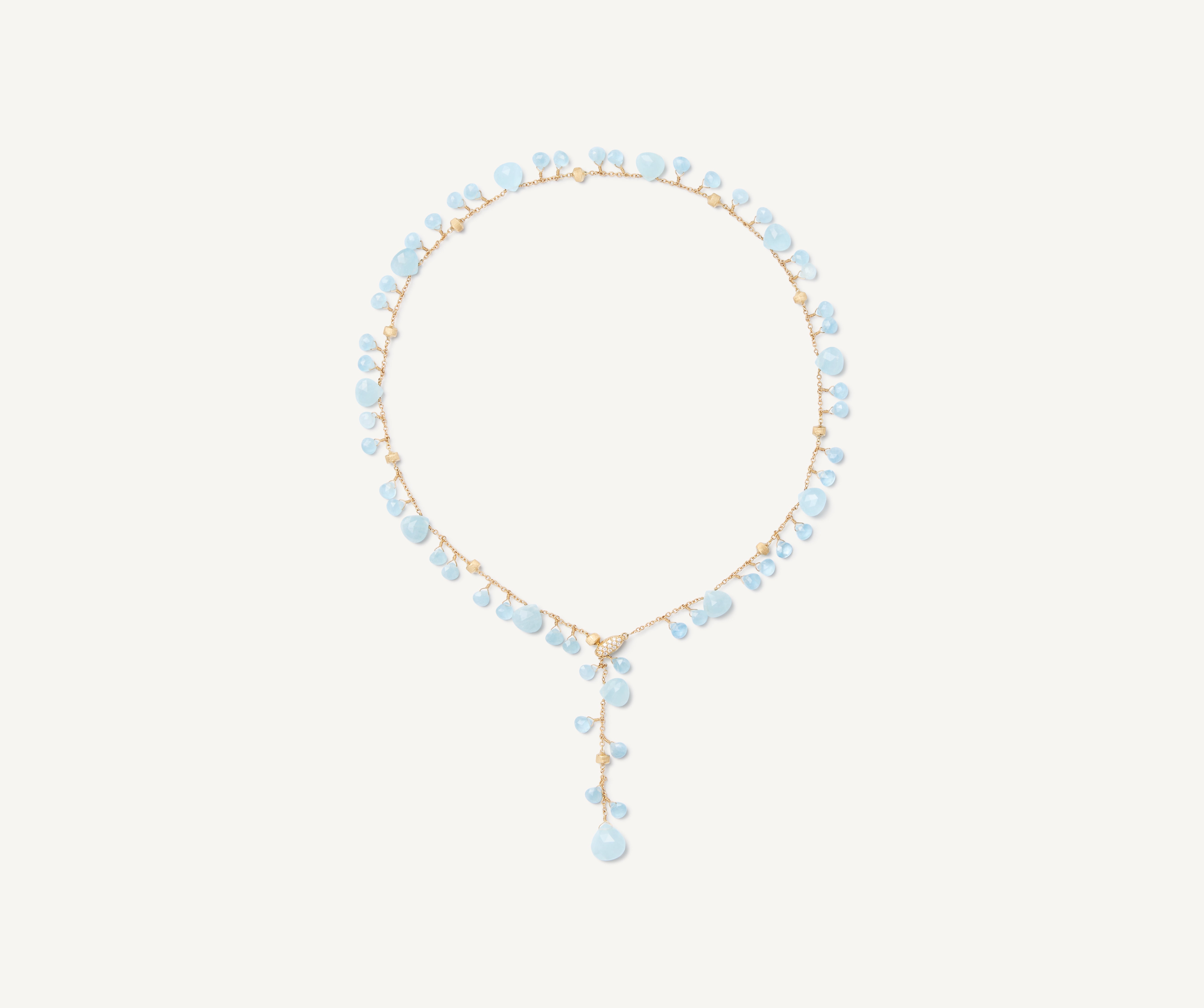 18K Yellow Gold Aquamarine Lariat Necklace