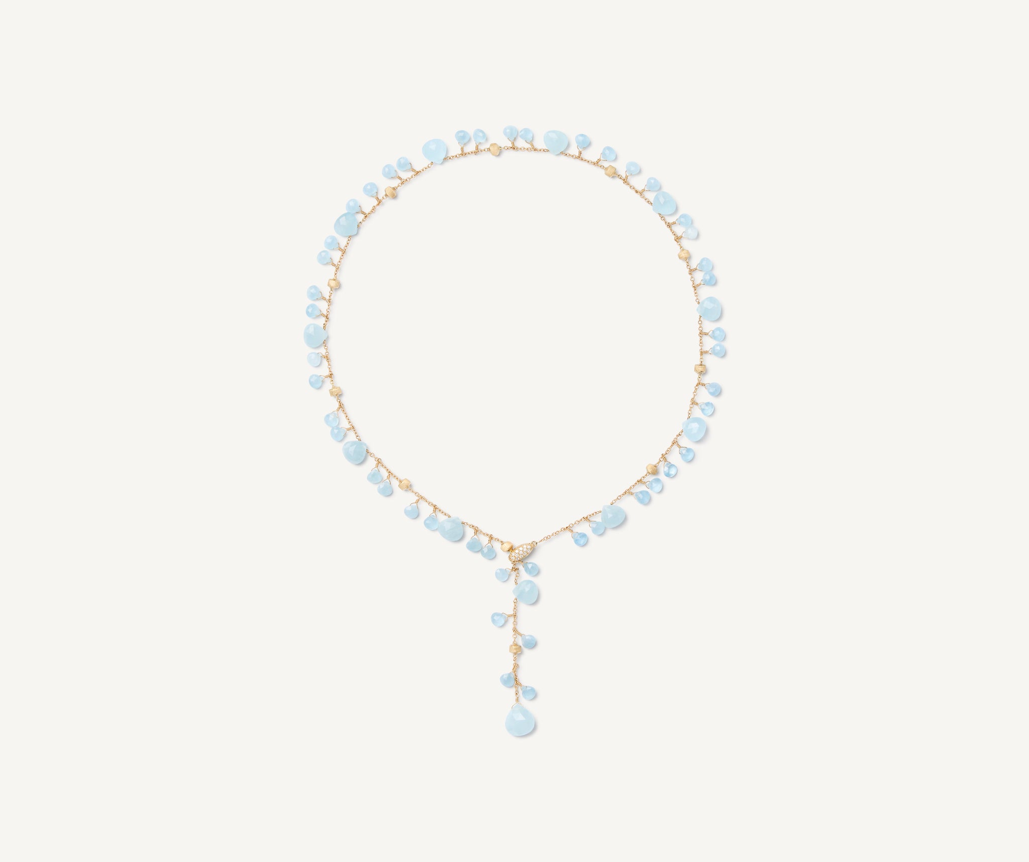18K Yellow Gold Aquamarine Lariat Necklace