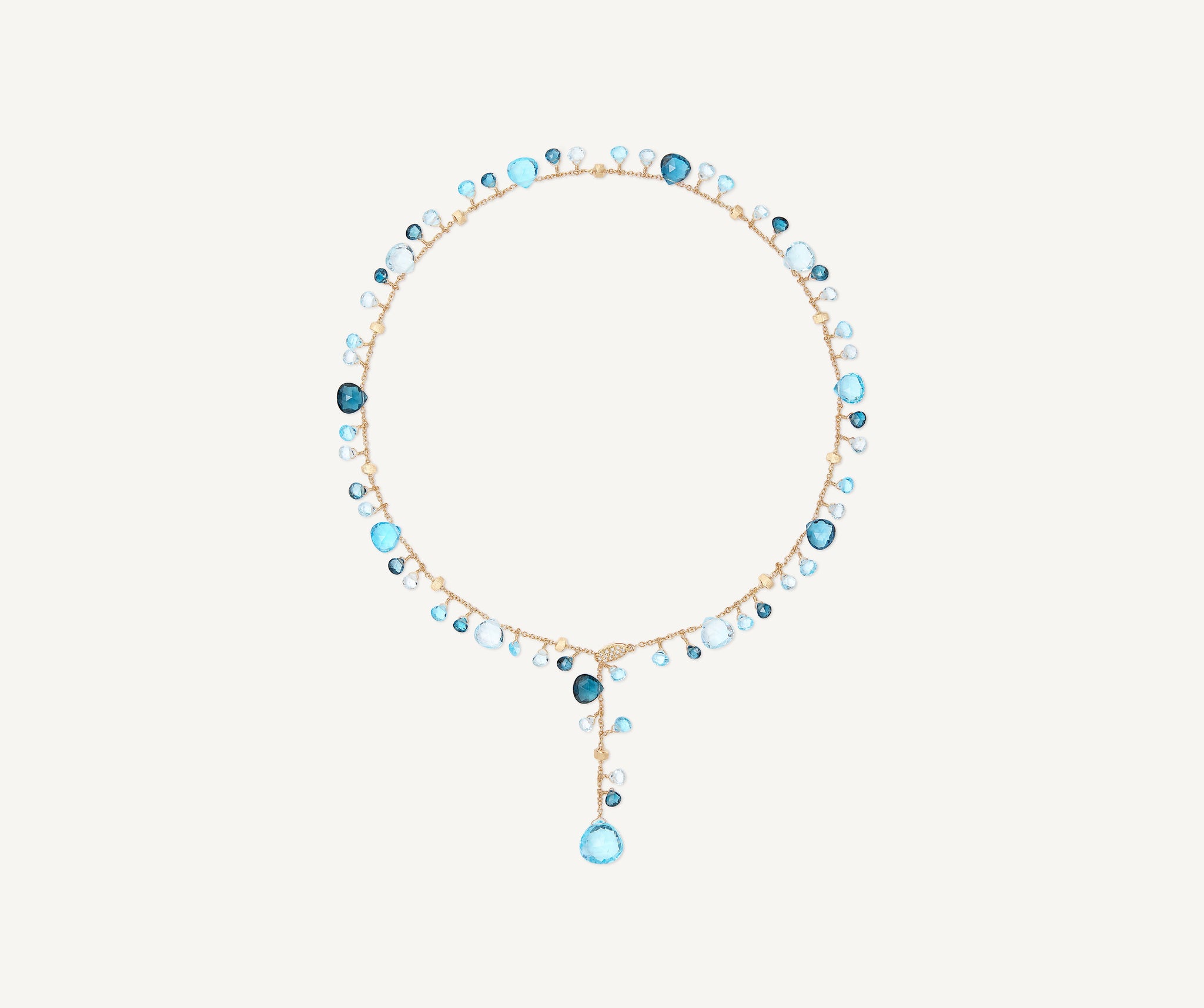 18K Yellow Gold Mixed Topaz Lariat Necklace