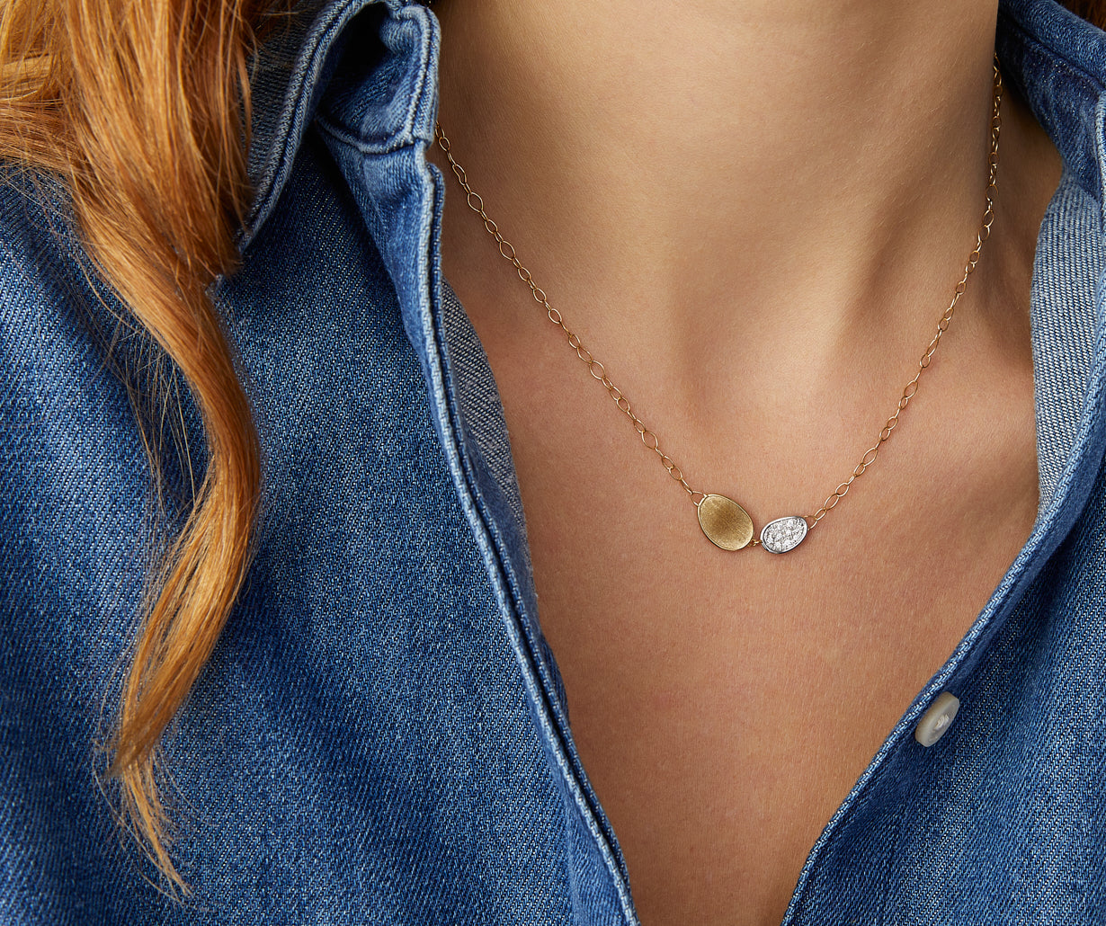 Pendant chain necklace with diamonds, mini