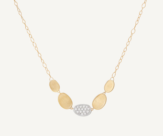 18kt yellow gold diamond necklace with adjustable chain, mini