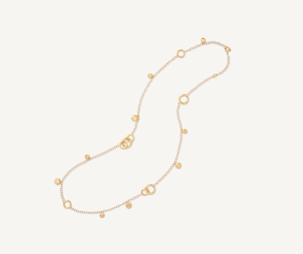 18kt yellow gold long necklace with charms