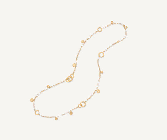 18kt yellow gold long necklace with charms