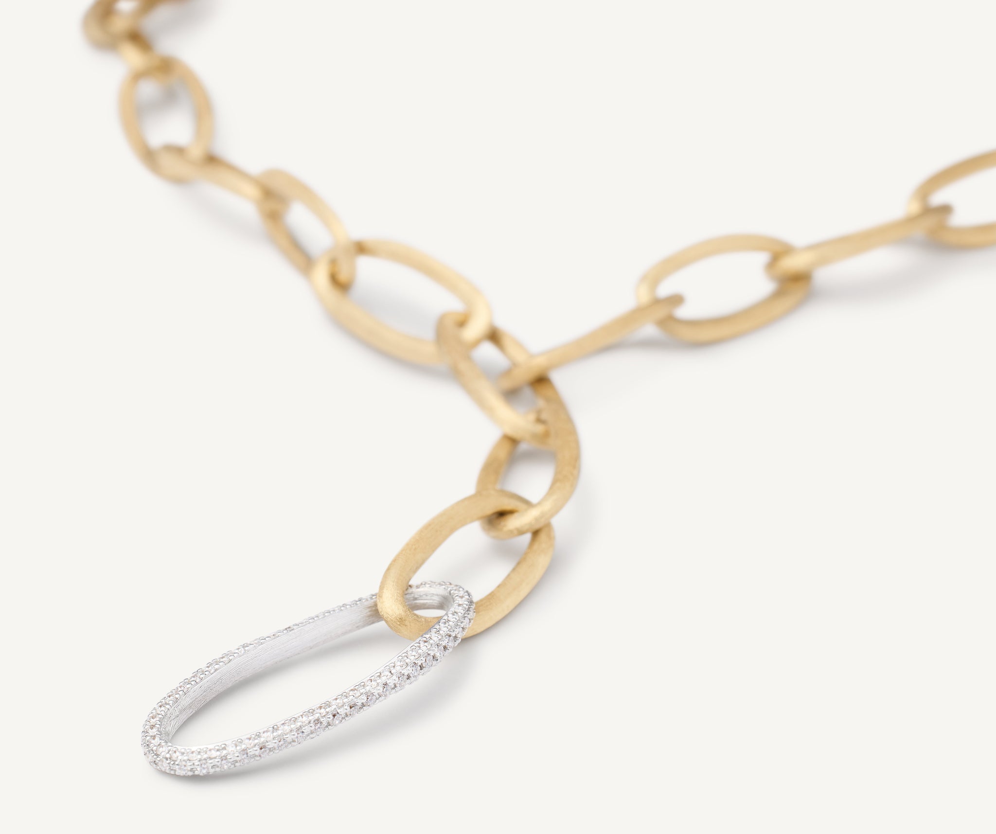 18K Yellow Gold Convertible Oval Link Lariat With Pav�� Diamonds