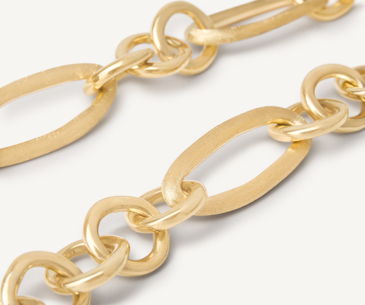 18kt yellow gold oval link necklace with polished gold links