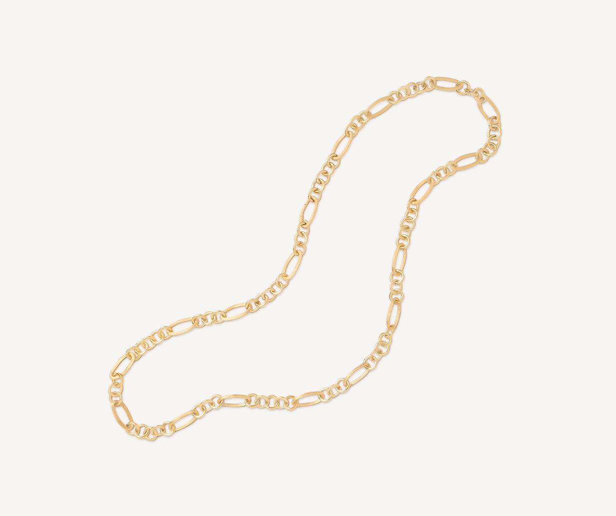 18kt yellow gold oval link long necklace with polished gold links