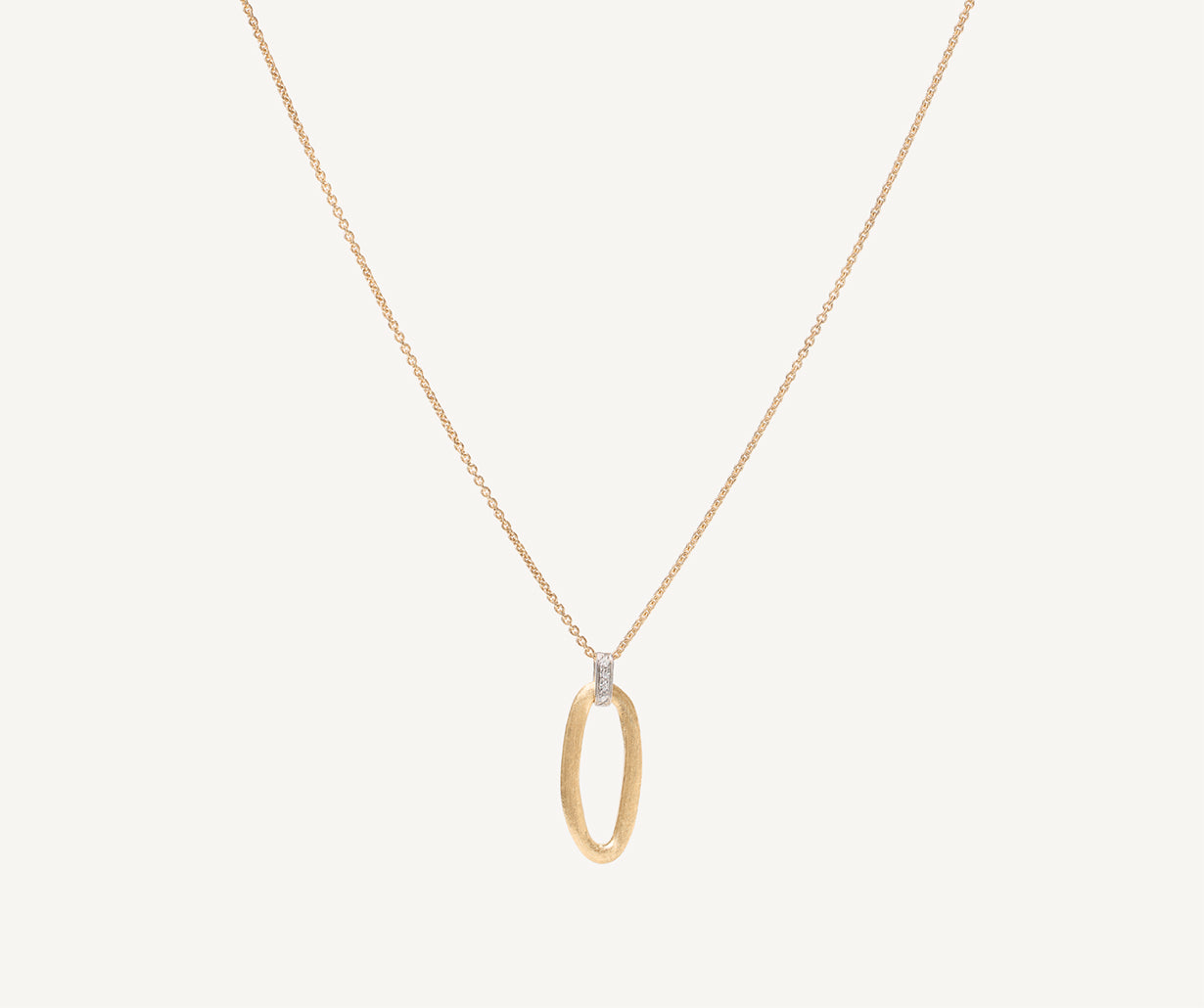 18kt yellow gold oval link pendant necklace with diamonds