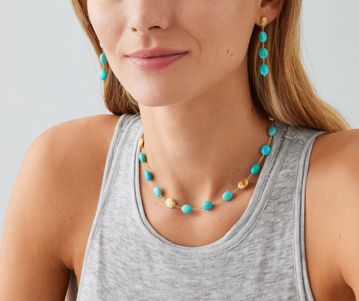 18kt yellow gold turquoise and gold necklace