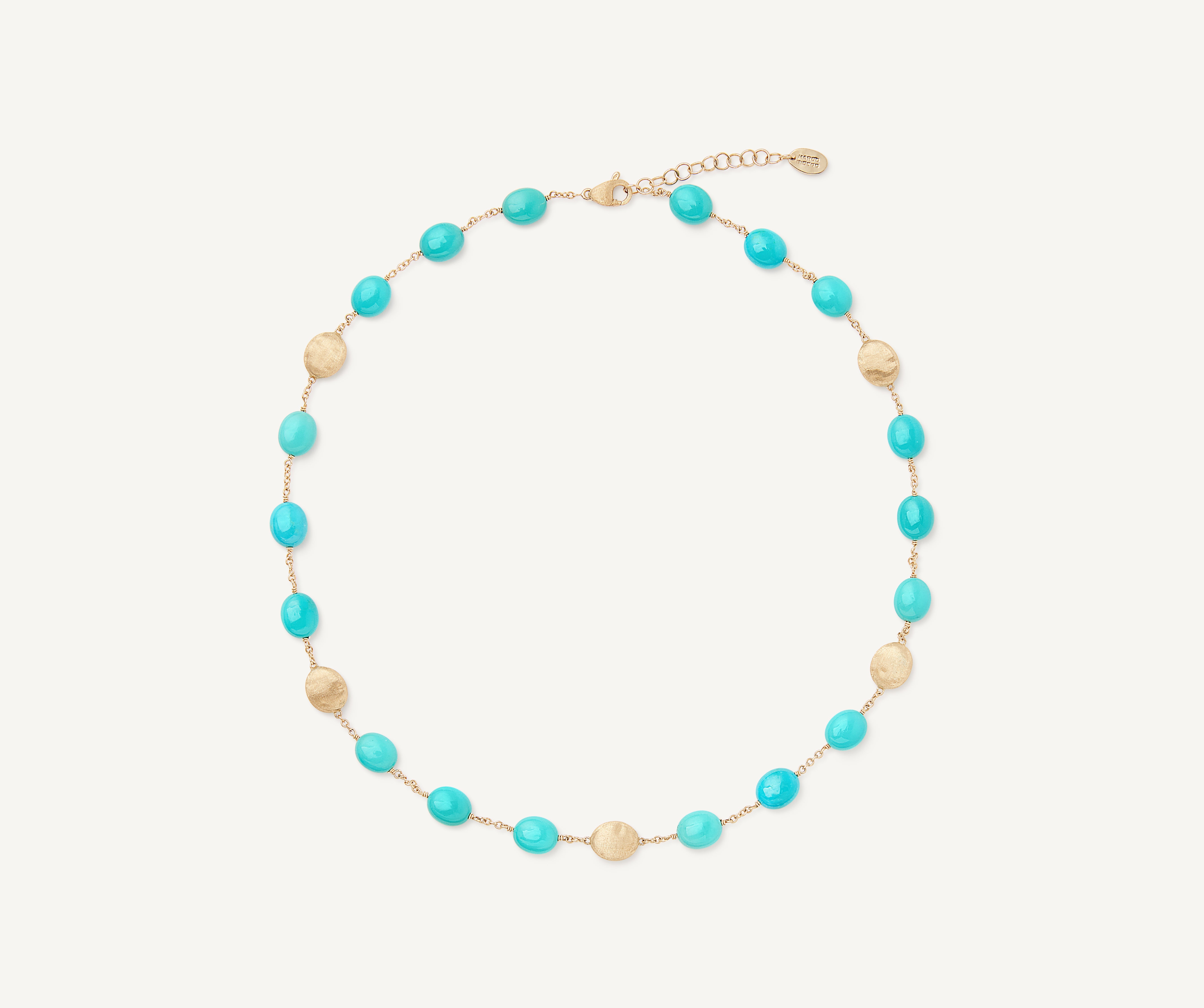 18kt yellow gold turquoise and gold necklace