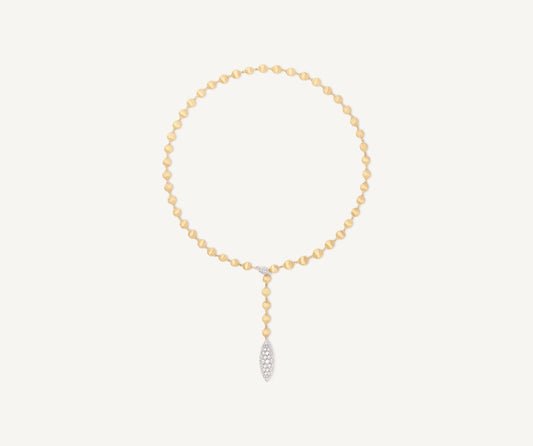 18K Yellow Gold Lariat Necklace With Diamond Pendant