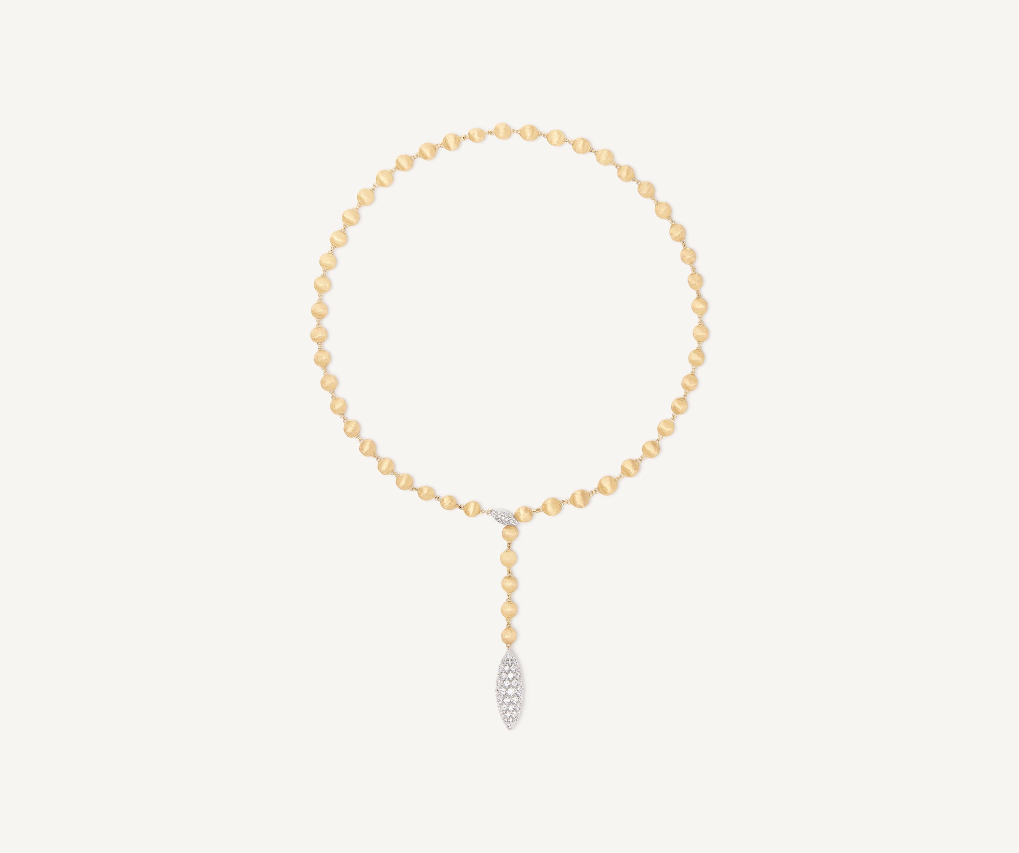 18K Yellow Gold Lariat Necklace With Diamond Pendant