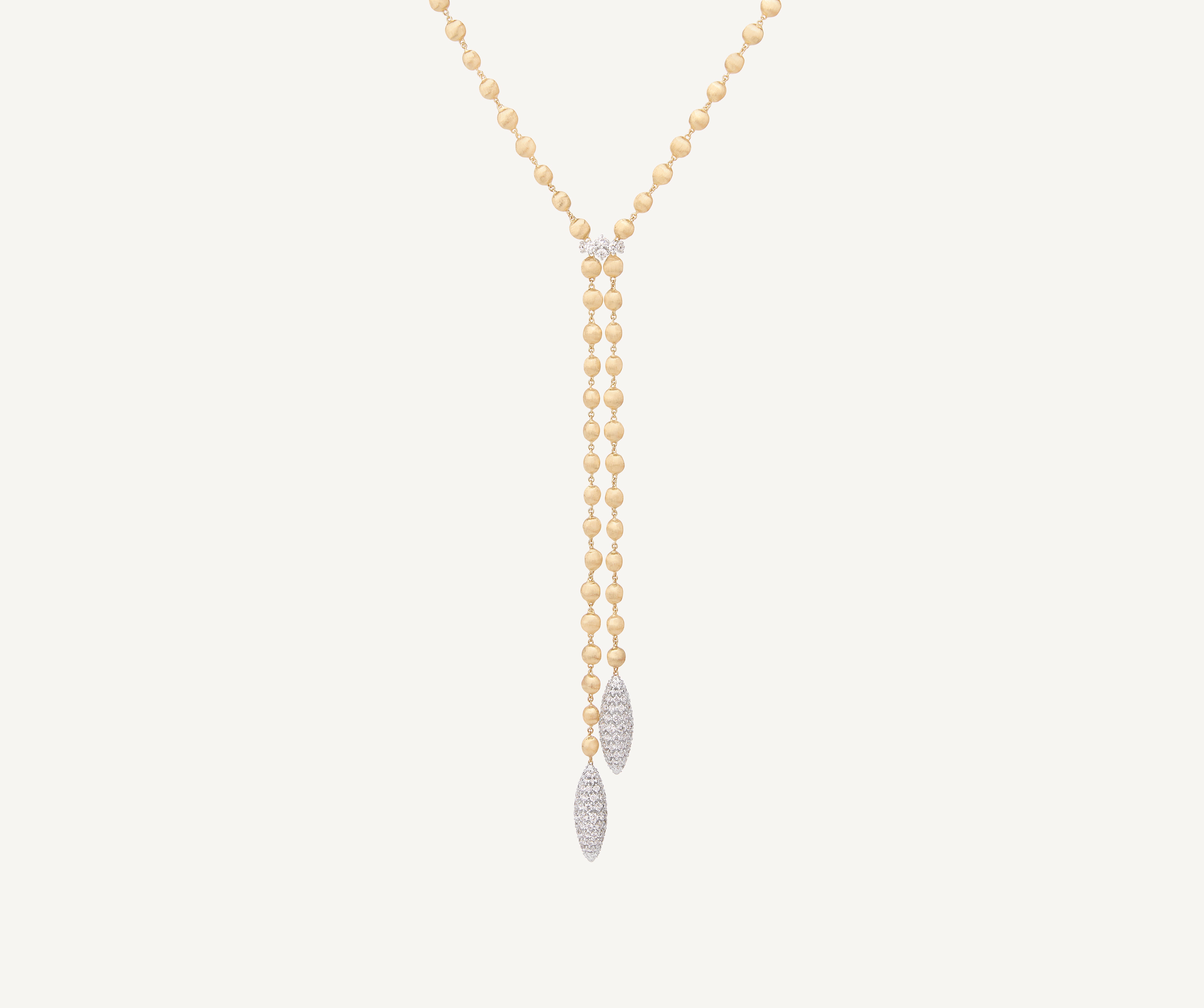 18K Yellow Gold Lariat Necklace With Diamond Pav�� Clasp