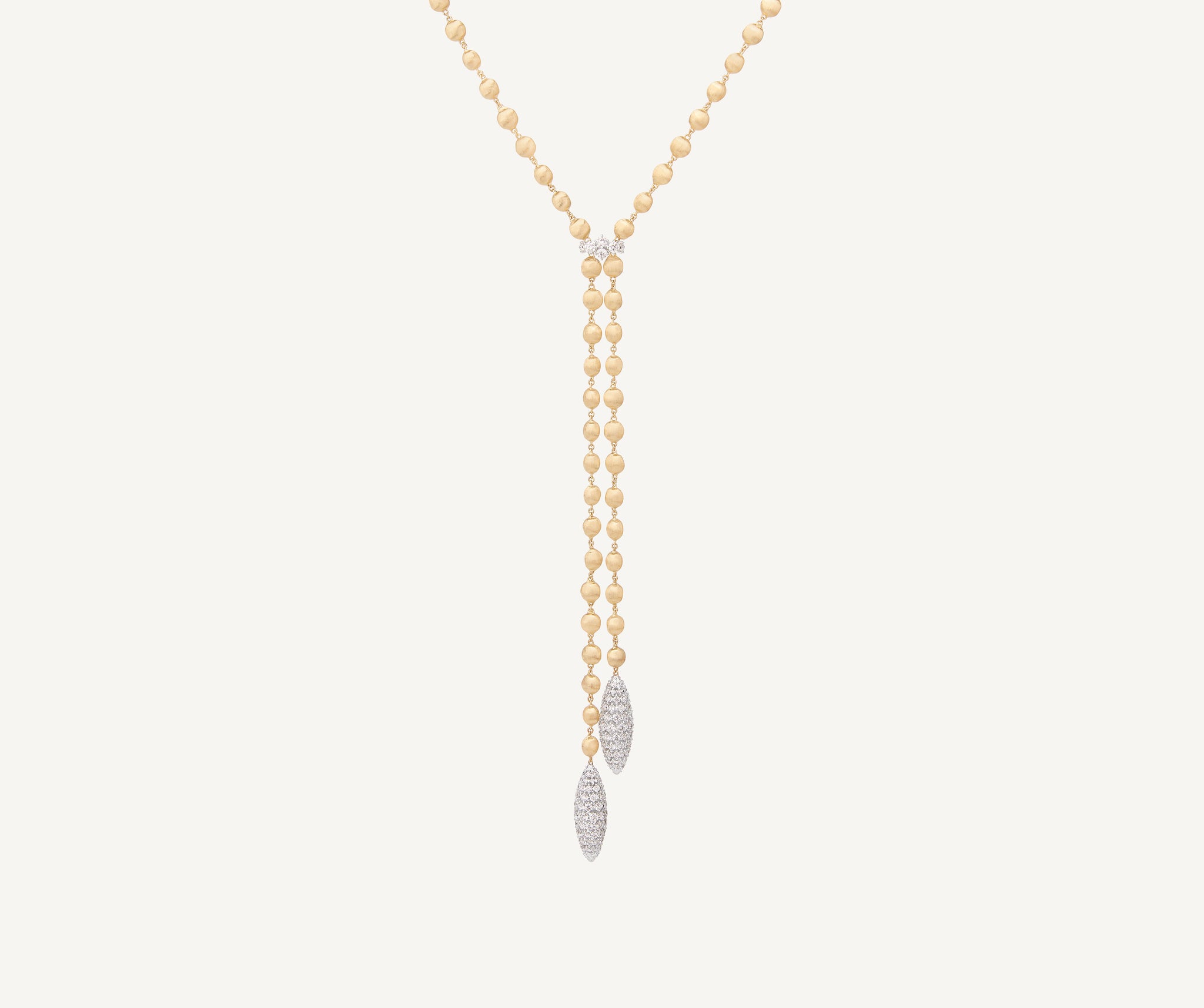 18K Yellow Gold Lariat Necklace With Diamond Pav�� Clasp
