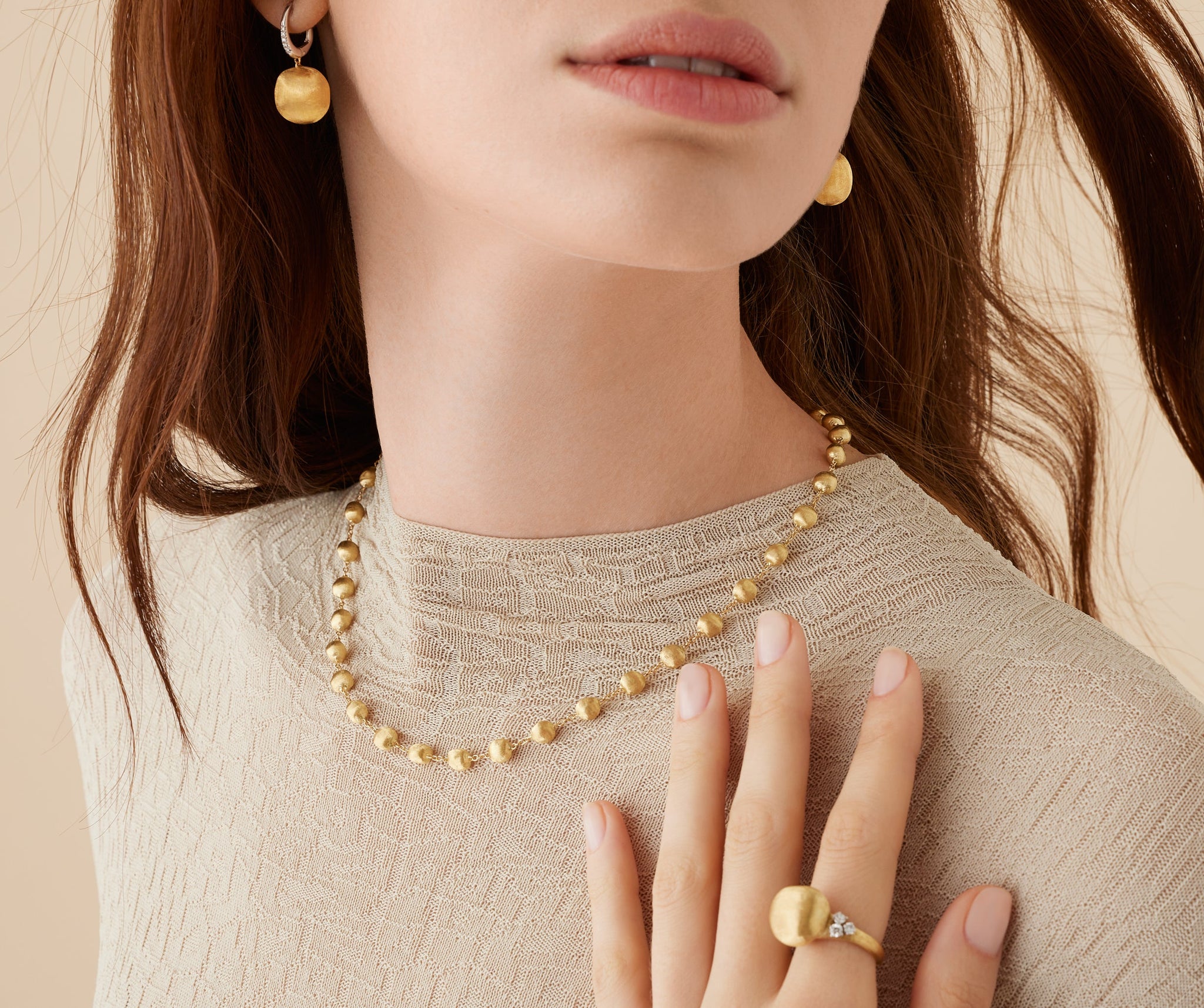 18K Yellow Gold Bead Necklace