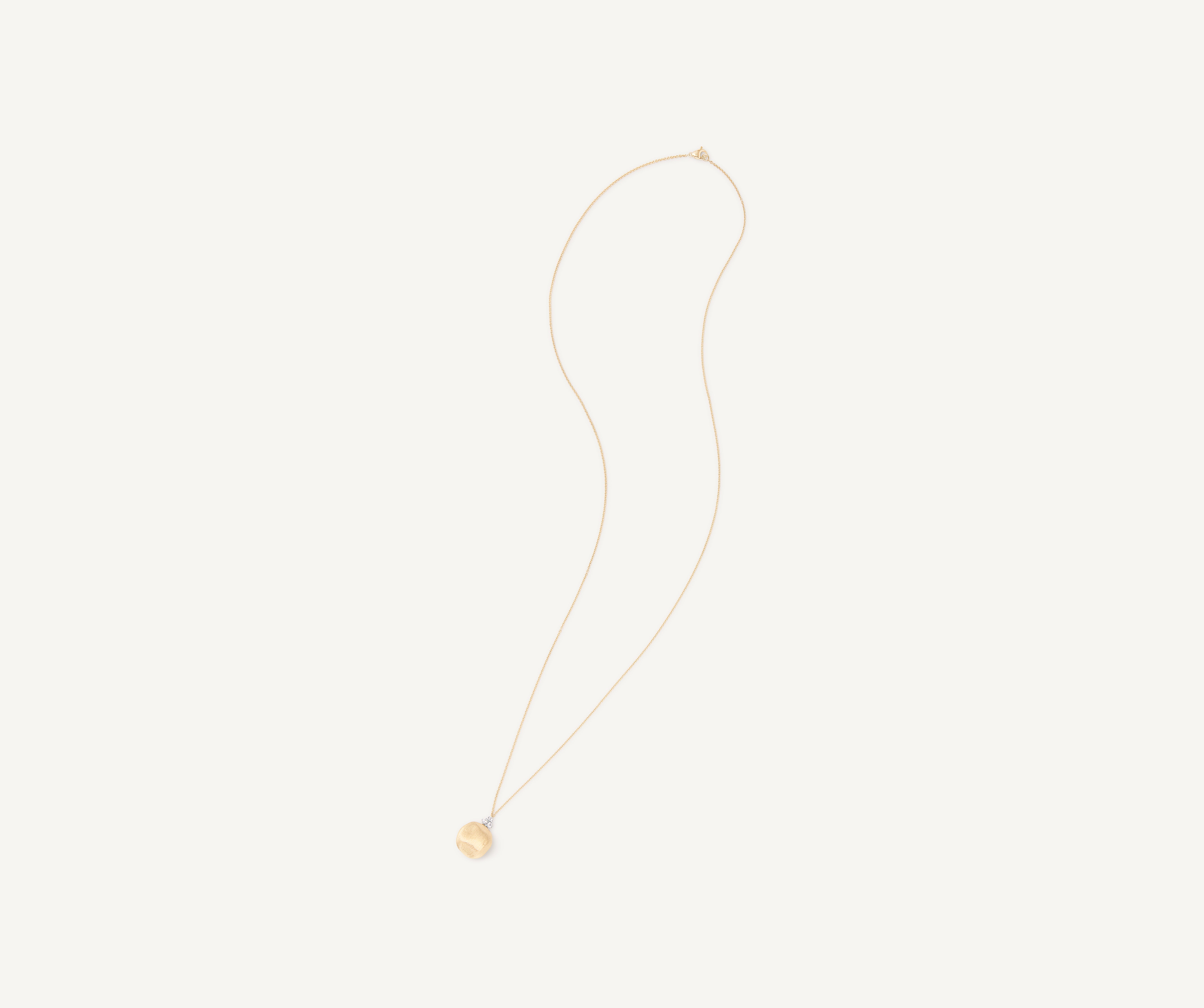 18K Yellow Gold Pendant Necklace With Diamond Accents, Long