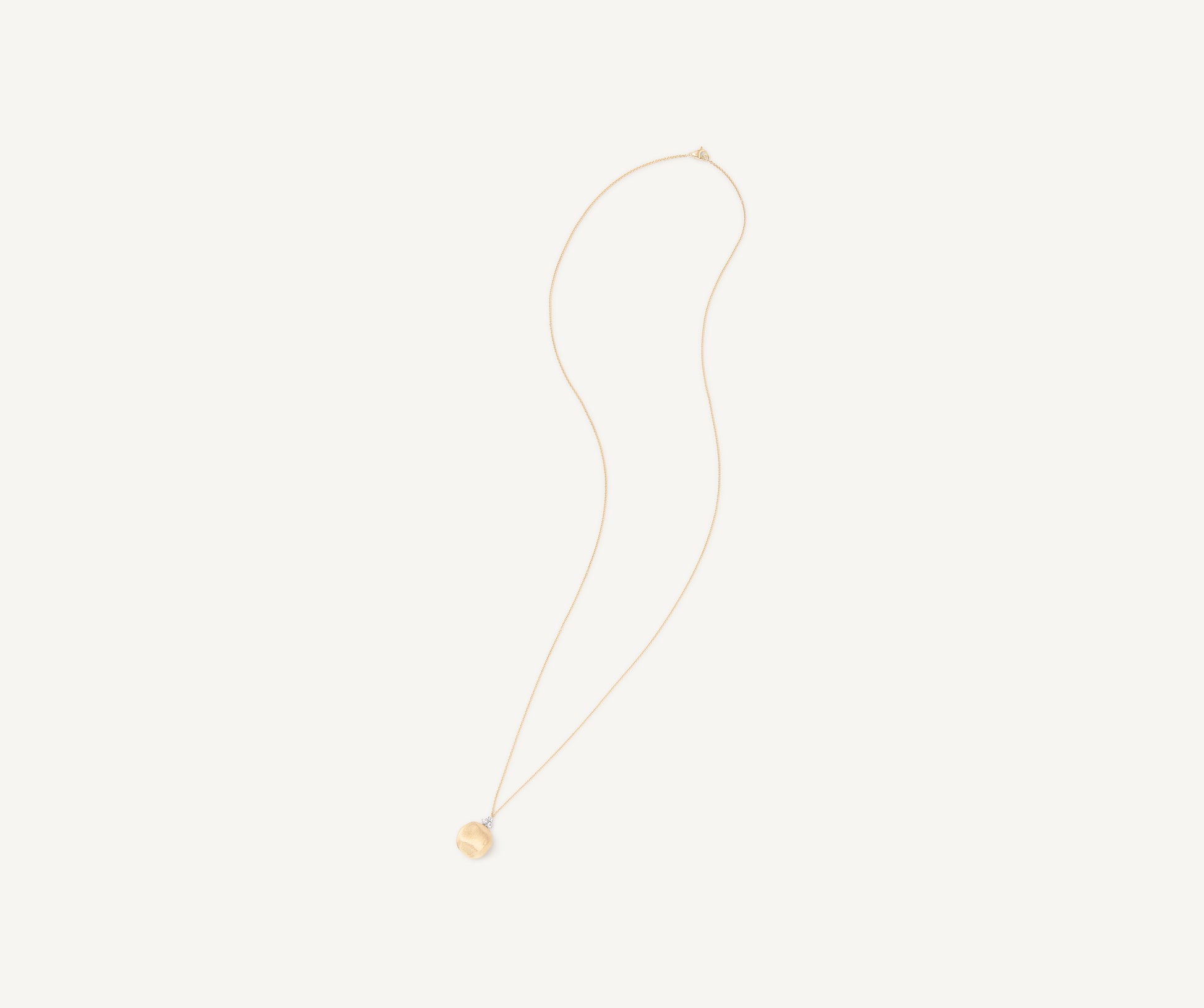 18K Yellow Gold Pendant Necklace With Diamond Accents, Long