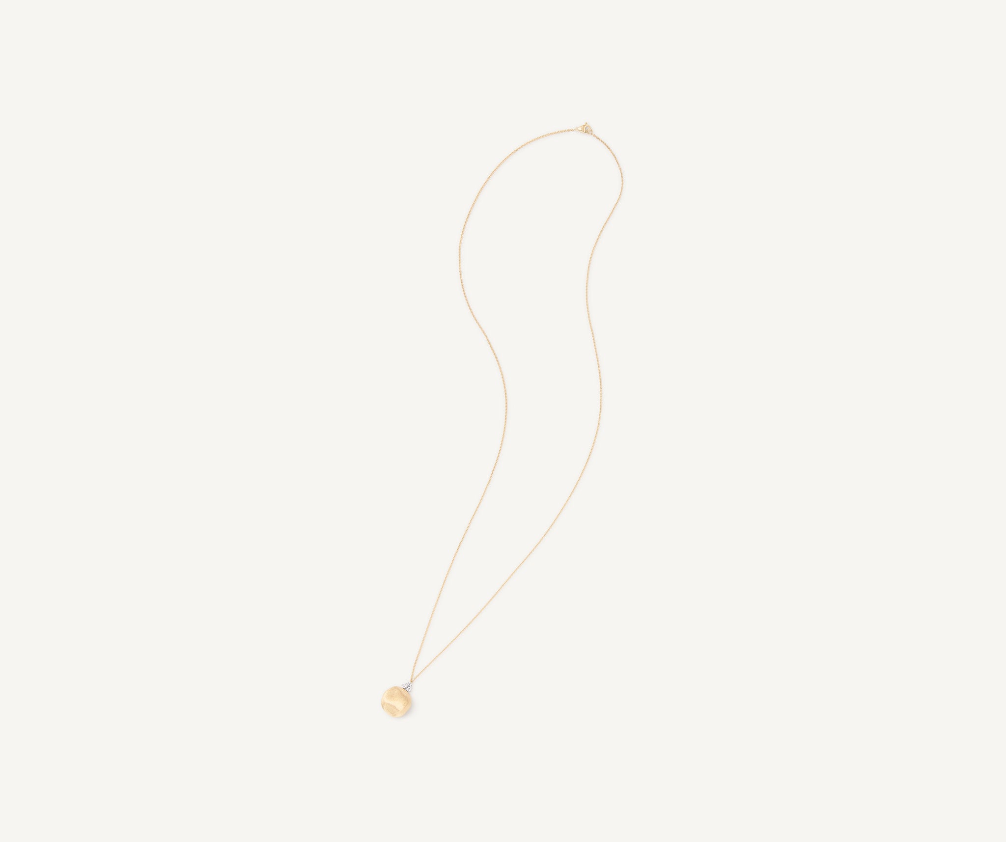 18K Yellow Gold Pendant Necklace With Diamond Accents, Long