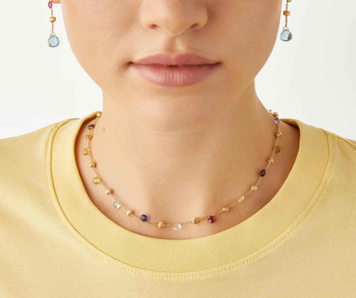 Multicoloured gemstone necklace