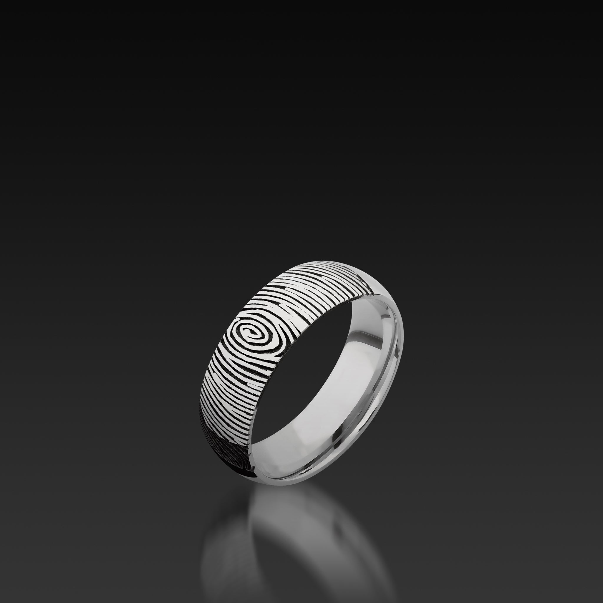 Cobalt Chrome Domed Band with Finger Print Pattern
