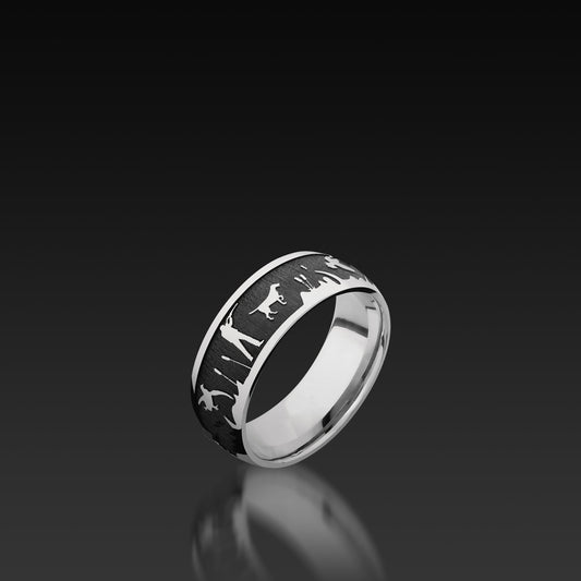 Cobalt Chrome Domed Band with Duck Hunt Pattern