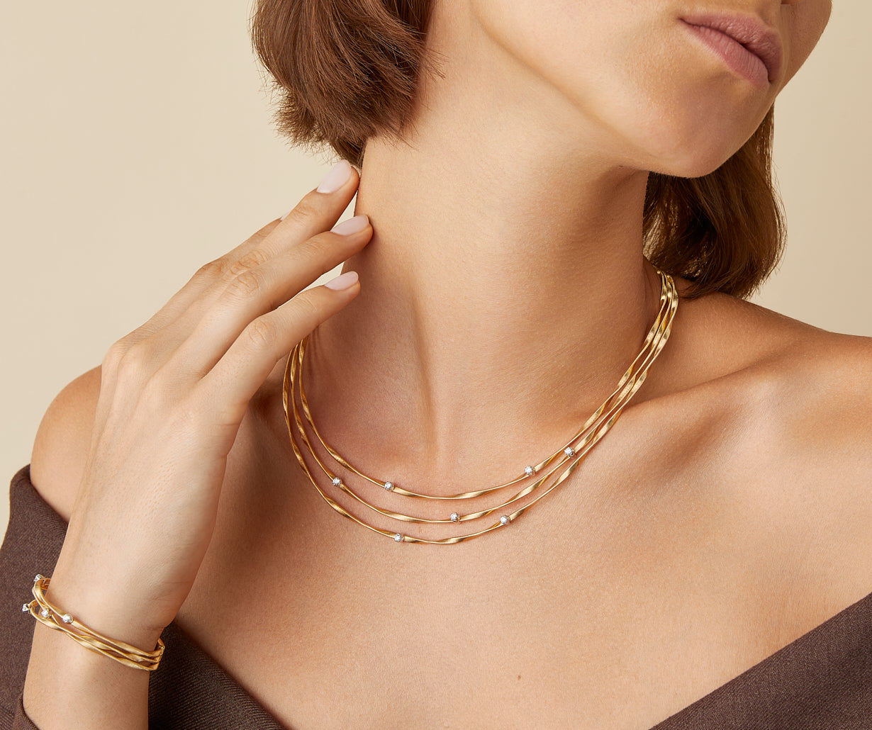 Multi-strand diamond necklace