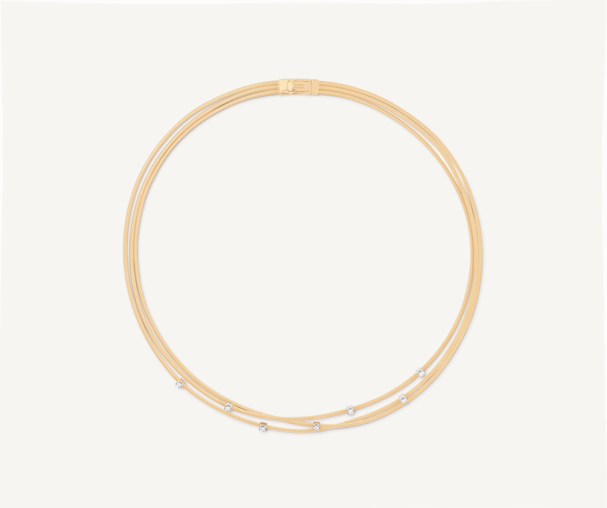 Multi-strand gold necklace with diamonds