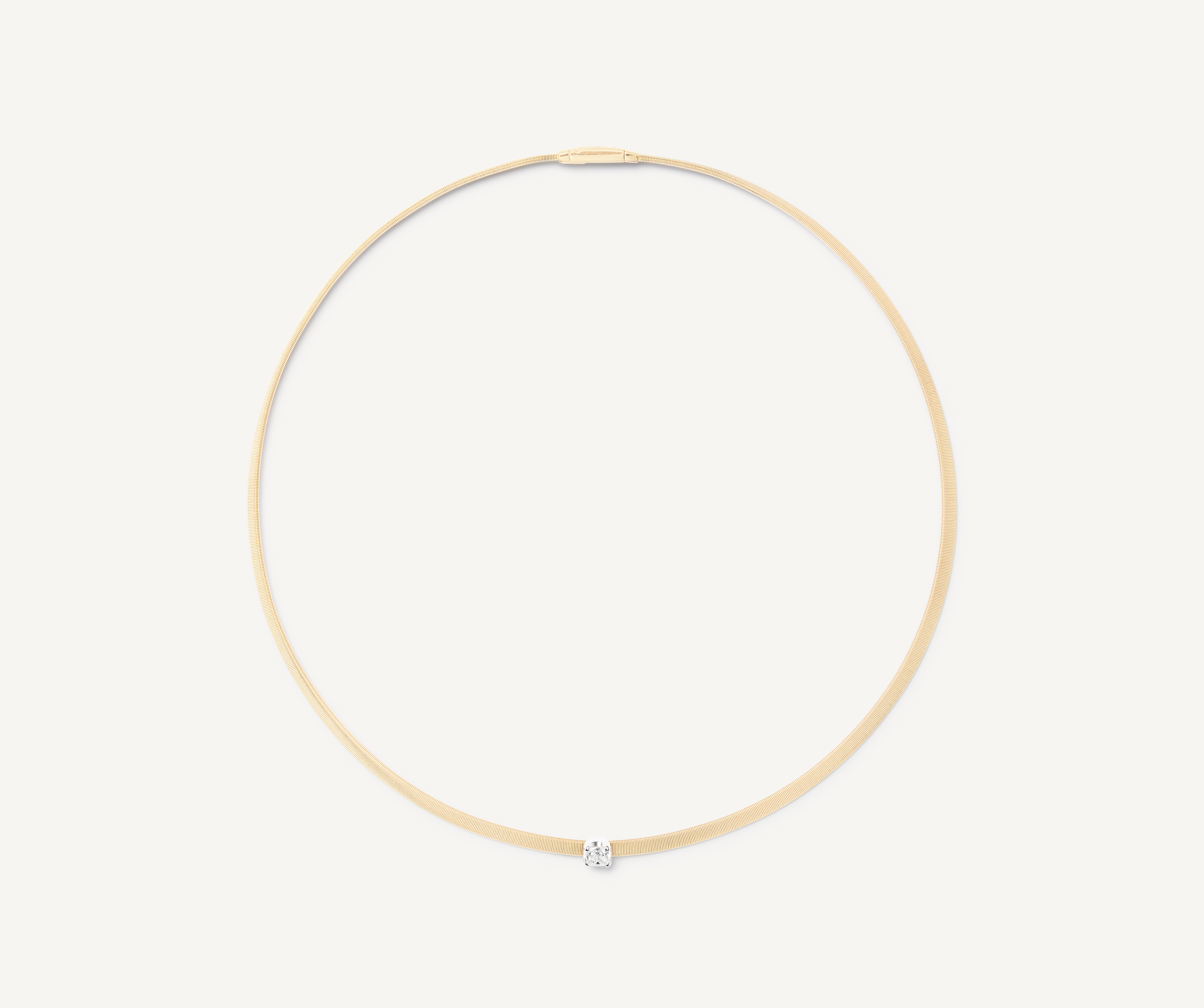 18K Yellow Gold Coil Collar With Cushion-Cut Diamond