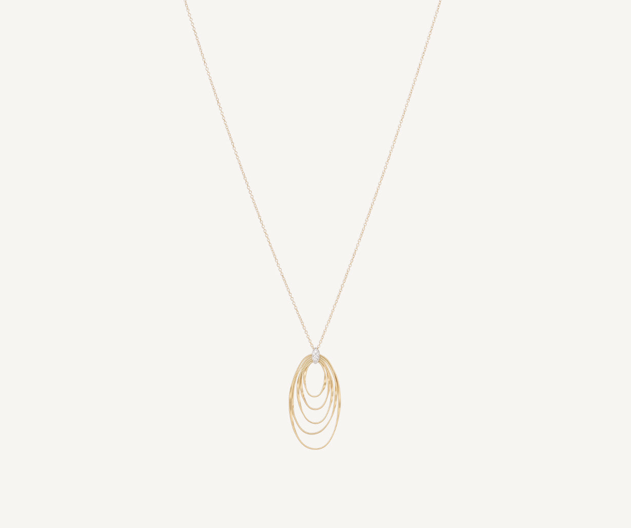 Long pendant with oval elements and diamonds