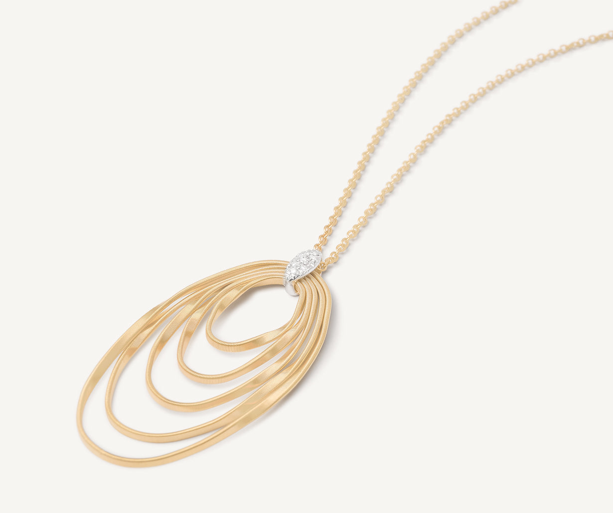 Long pendant with oval elements and diamonds