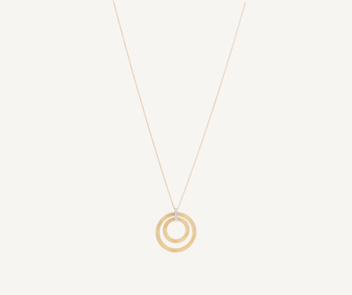 Long two-loop pendant with diamonds