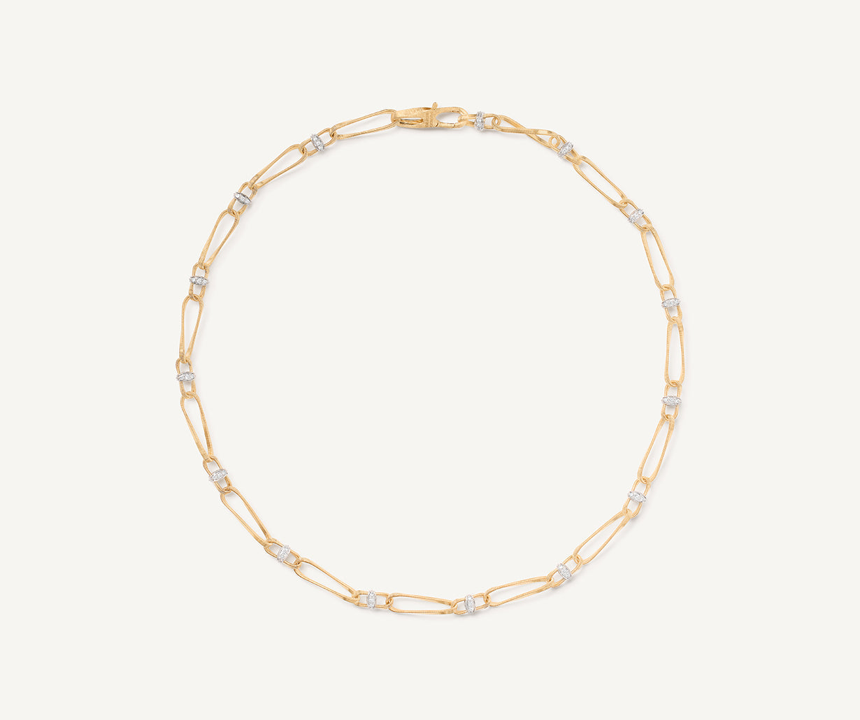 18kt yellow gold twisted coil link necklace with diamonds