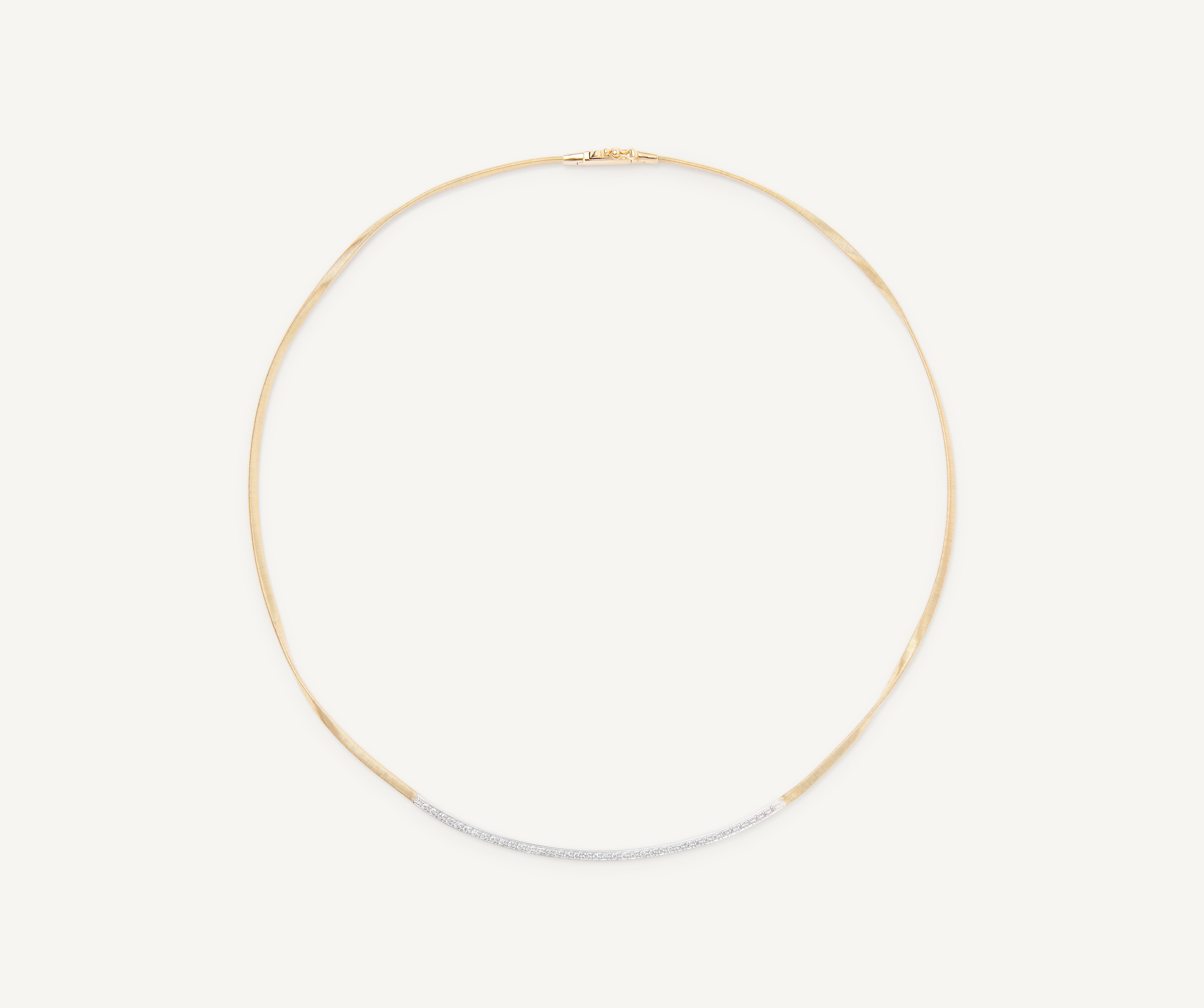 18kt yellow gold coil necklace with diamond bar