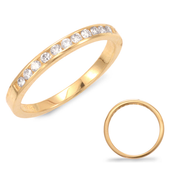 This Band is available in 14K Yellow Gold. There are a total of 11 stones. There are Round with a total carat weight of 0.23 set in a Channel Set setting.