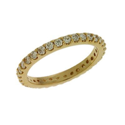This Band is available in 14K Yellow Gold. There are a total of 29 stones. There are Round with a total carat weight of 0.72 set in a  setting.