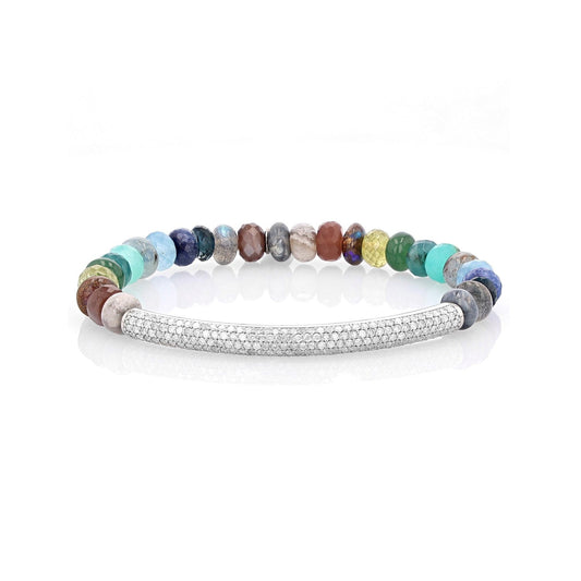 Montecito Nights Mix Bead Bracelet with Diamond Bar - 7mm