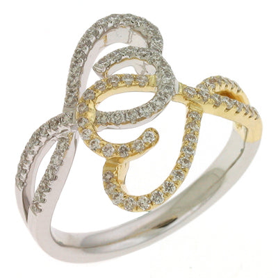 This Fashion Ring is available in 14K Yellow & White Gold. There are a total of 80 stones. There are Rounds with a total carat weight of 0.47 set in a  setting.