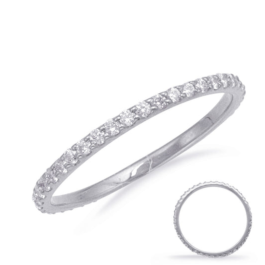 This Band is available in 14K White Gold. There are a total of 44 stones. There are Round with a total carat weight of 0.38 set in a  setting.