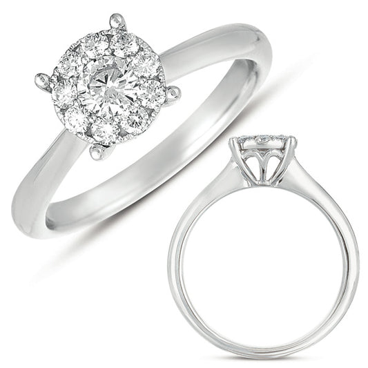 This Fashion Ring is available in 14K White Gold. There are a total of 10 stones. There are Rounds with a total carat weight of 0.49 set in a Prong Set setting.
