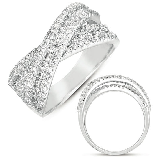 This Fashion Ring is available in 14K White Gold. There are a total of 142 stones. There are Rounds with a total carat weight of 0.93 set in a Channel Set|Micro Prong setting.