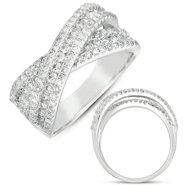 This Fashion Ring is available in 14K White Gold. There are a total of 142 stones. There are Rounds with a total carat weight of 0.93 set in a Channel Set|Micro Prong setting.