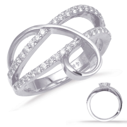 This Fashion Ring is available in 14K White Gold. There are a total of 40 stones. There are Rounds with a total carat weight of 0.48 set in a Micro Prong setting.
