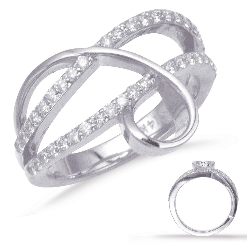 This Fashion Ring is available in 14K White Gold. There are a total of 40 stones. There are Rounds with a total carat weight of 0.48 set in a Micro Prong setting.